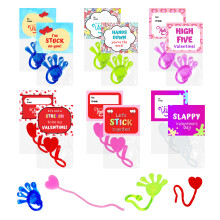32 stuks Individueel verpakte Valentijnsdag Slappy Hands Stretch Hearts met Valentijnsdag Wenskaarten voor Jongens Meisjes School Klaslokaal Ruilspee