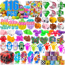 116 stuks Pop Feestartikelen voor kinderen Fidget Schatkist Speelgoed Klaslokaal Prijzen Pinata Vuller Goody Bag Stuffers Schatkist Carnaval Prijzend