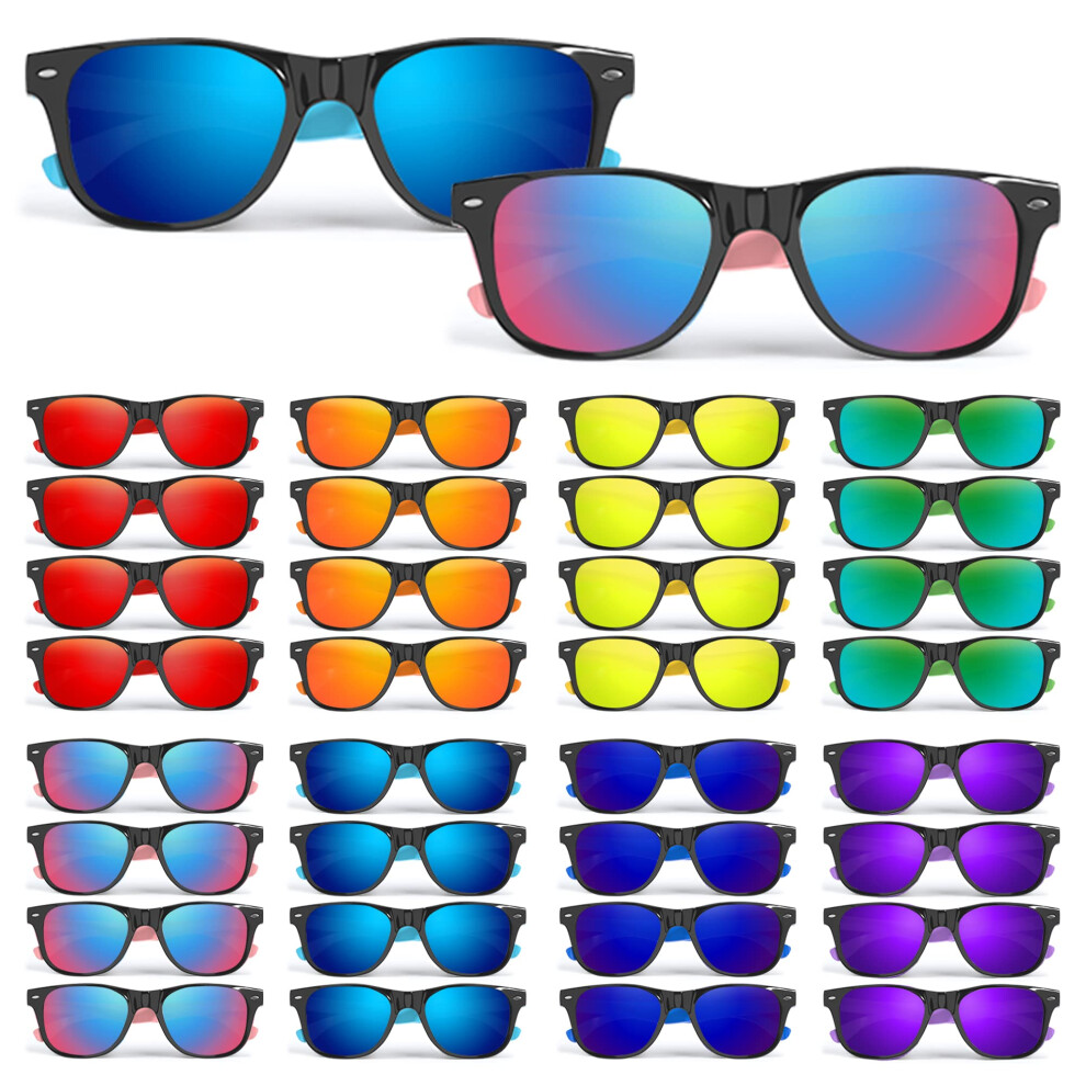 Winlip Kids Sunglasses Bulk For Ages 3-5 4-8 8-12 & Adults 32 Pack Party Favors Neon Sunglasses With Uv400 Protection Great Gift For Birthday Supplies Bea