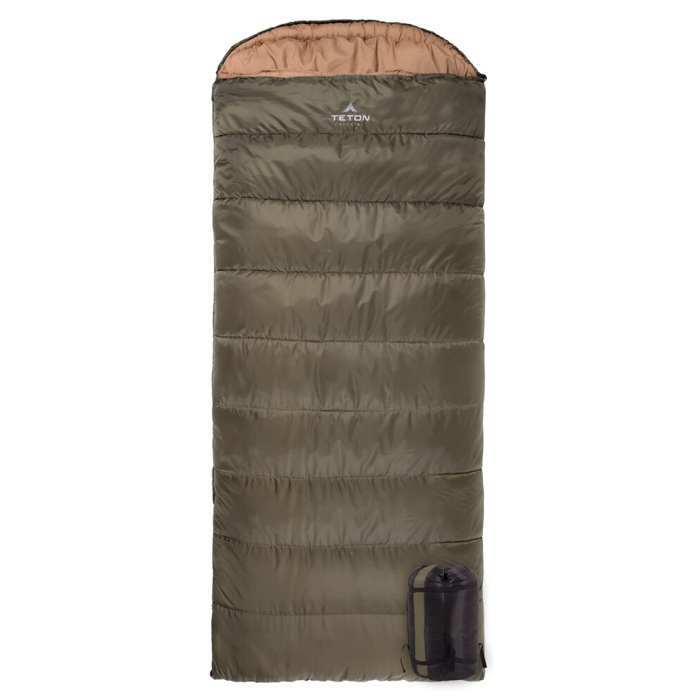 Teton Sports Celsius Xl +20F Sleeping Bag; Great For Family Camping; Free Compression Sack; Green