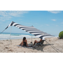 Neso Tents Beach Tent with Sand Anchor  Portable Canopy Sunshade - 7' x 7' - Patented Reinforced Corners (Black/White Stripes)