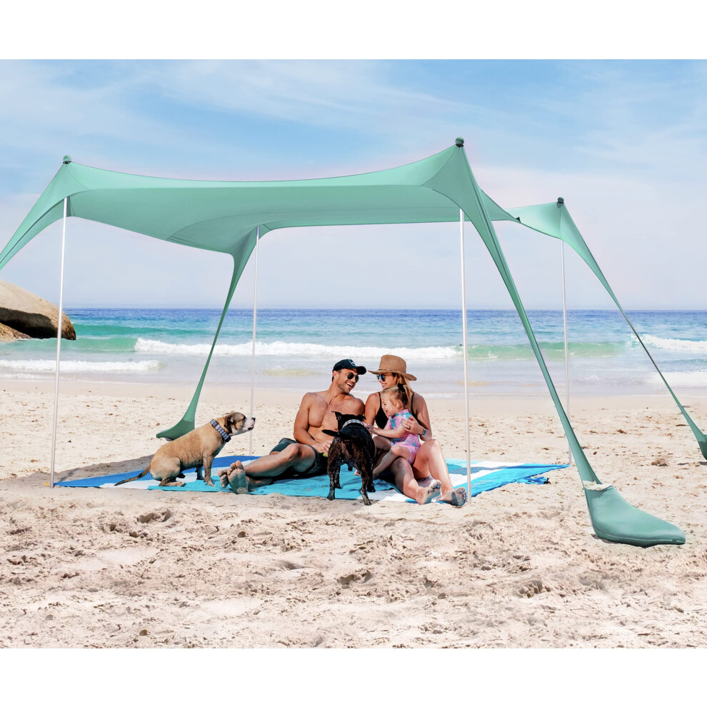 SUN NINJA Pop Up Beach Tent Sun Shelter UPF50+ with Sand Shovel  Ground Pegs and Stability Poles  Outdoor Shade for Camping Trips  Fishing  Backyard F