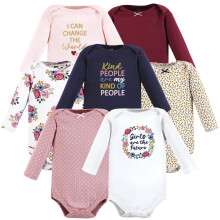 Hudson Baby Unisex Baby Bomuld Lang?rmede Bodysuits Girls World 7-Pack Newborn