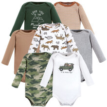Hudson Baby unisex bavlnen    body s dlh   m ruk   vom pre b   b   tk    s mot   vom zvieratiek, 7 ks, 0-3 mesiace