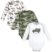 Hudson Baby Unisex Baby Langarm-Bodys aus Baumwolle mit Tiermotiv, 3er-Pack, 0   3 Monate