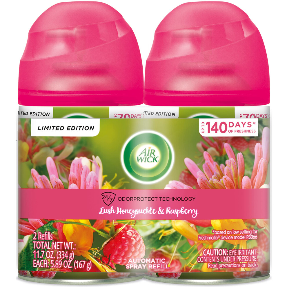 Air Wick Automatic Air Freshener Spray Refill Lush Honeysuckle & Raspberry Essential Oils Odor Neutralization