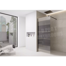 (900mm Screen) Black Printed Shower Screen Walk in Wet Room Enclosure 8mm Easy Clean Tempered Glass