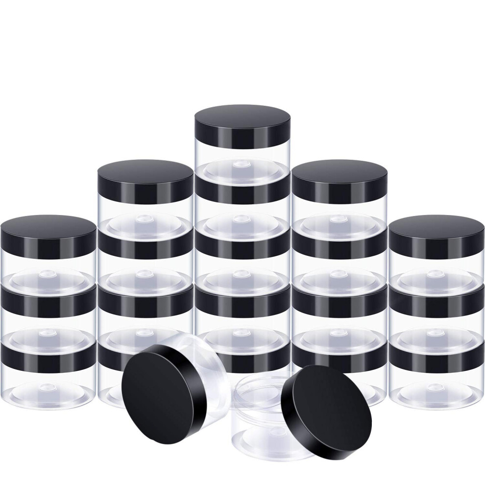 Satinior Cream 24 Pieces Empty Clear Plastic Jars With Lids Round Storage Containers Wide-Mouth For Beauty Product Cosmetic Lotion Liquid Butter Craft