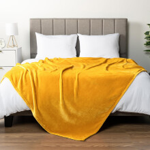 PAVILIA Mustard Yellow Fleece Bed Blanket Queen Size Gold Super Soft Fuzzy Flannel Throw for Couch Sofa Luxury Plush Microfiber Large Throw Blanket