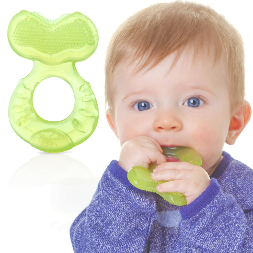 Nuby Silicone Teethe-eez Teether with Bristles  Includes Hygienic Case  Green (Pack of 1)