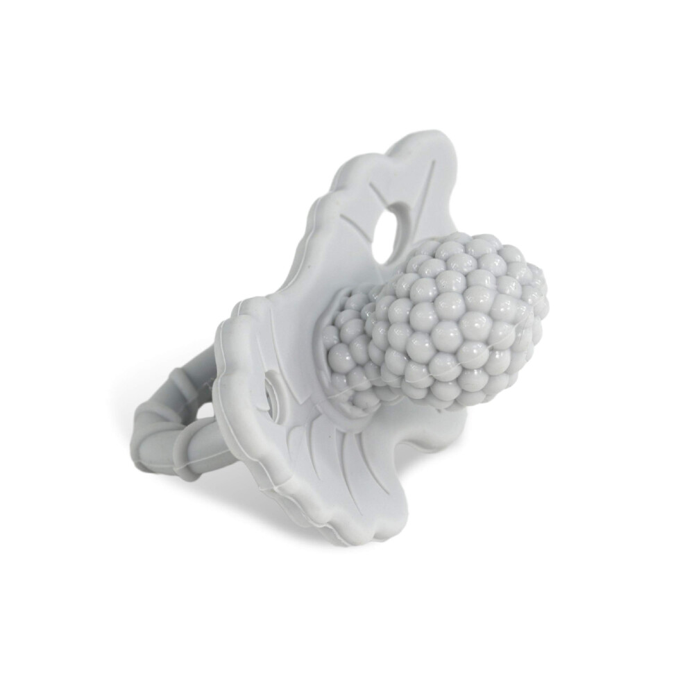 Razberry Silicone Teether Pacifier - Teething Relief For Infants Food-Grade Bpa-Free Hands-Free Design Natural Berrybumps Fruit Texture Fo Razbaby