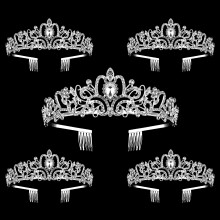 5 csomag ezst kristly koronk tiara noi lnyoknak Elegns hercegno strasszos korona fsukkel Menyasszonyi eskvoi fejpntok Bli Szletsnapi Party