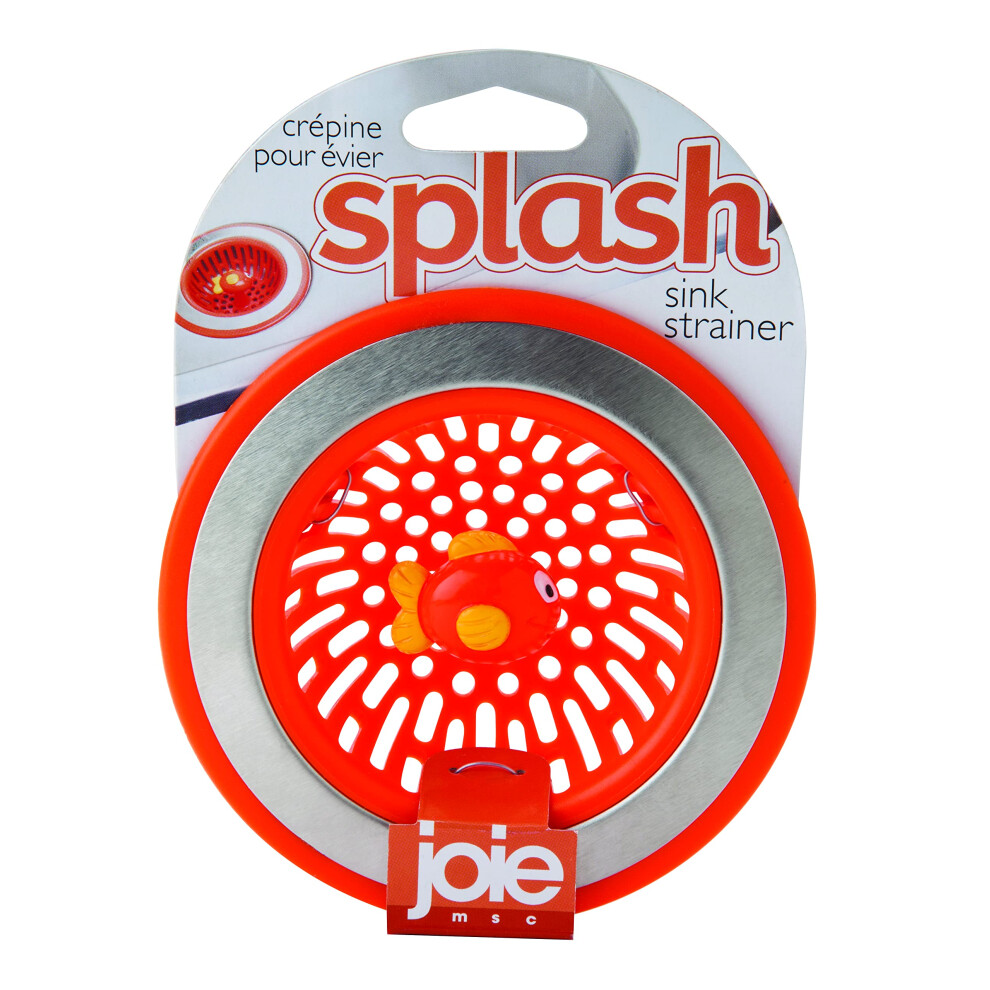 Joie Splash Kitchen Sink Strainer Basket  Fits All Standard Sinks  Stainless Steel  Cute Garbage Disposal Drain Cover  4.5-Inch  Orange Fish
