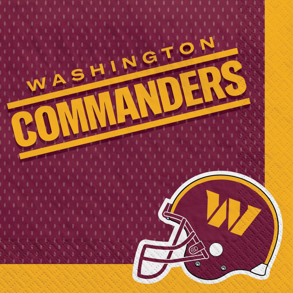 Tovaglioli Di Carta Washington Commanders – 15,2 X 16,5 Cm | Marrone | Confezione Da 16-image