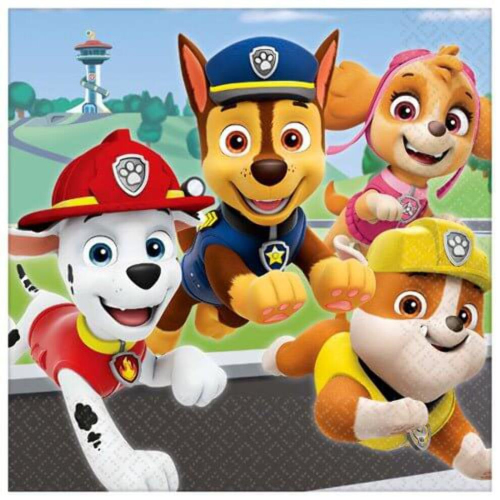 Paw Patrol Adventures Luncheon Serwetki 6.5 """" - (16 -Pak) - Akcesoria Stolowa Wielokolorowa Idealna Na Impreze Dla Dzieci I Imprezy Tematyczne-image