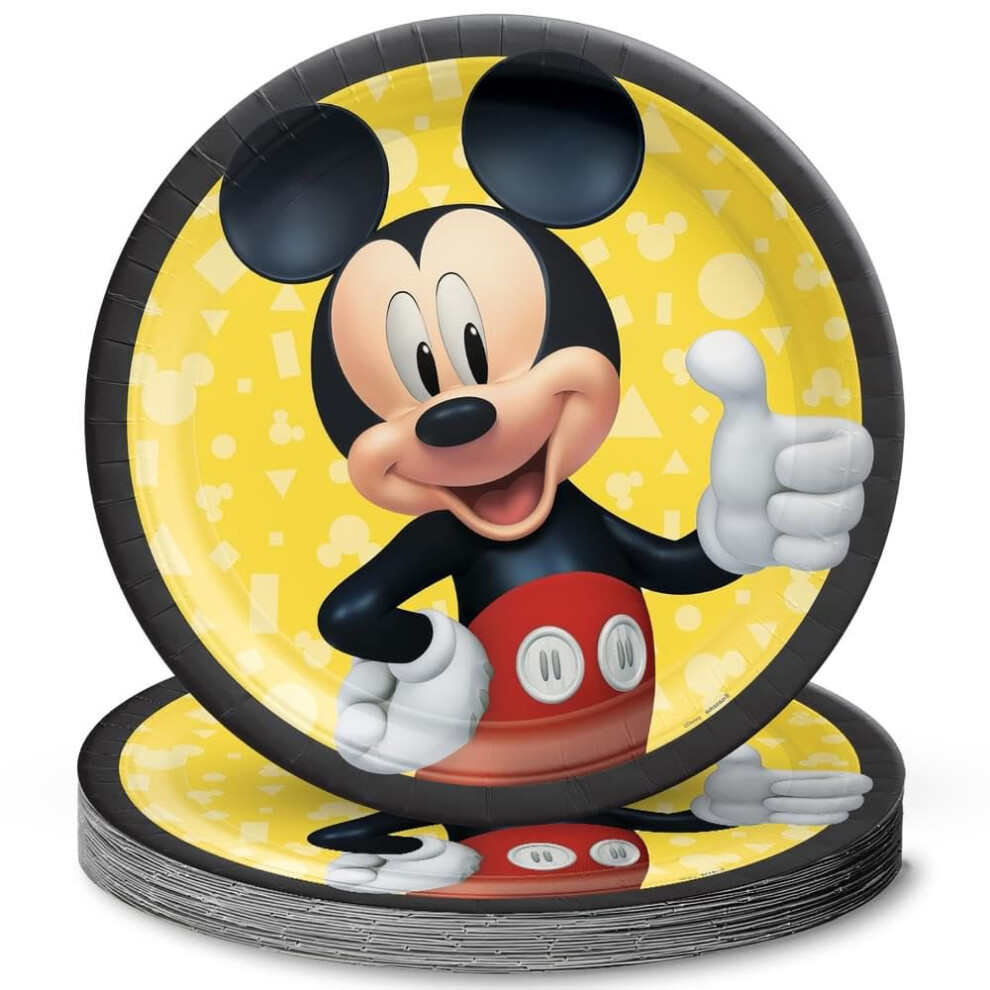 Piatti Rotondi Amscan Mickey Mouse Forever (23 Cm) - Confezione Da 8 - Piatti Di Carta Multicolori Vivaci - Perfetti Per Feste A Tema Topolino Pe-image