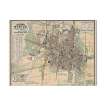 (Vintage Map Of Mexico City (1886)=2687) Canvas Print DIY Framed Kit Wall Art for Living Room Bedroom Retro Farmhouse Decor 16x20 inch