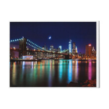 (New York City Skyline And Brooklyn Bridge=2619) Canvas Print DIY Framed Kit Wall Art for Living Room Bedroom Retro Farmhouse Decor 16x20 inch