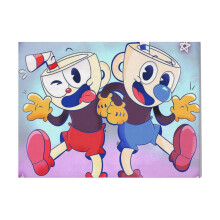 (Mugman And Cuphead=1238) Canvas Print DIY Framed Kit Wall Art for Living Room Bedroom Retro Farmhouse Decor 16x20 inch