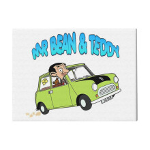(Mr Bean And Teddy In The Car=1384) Canvas Print DIY Framed Kit Wall Art for Living Room Bedroom Retro Farmhouse Decor 16x20 inch