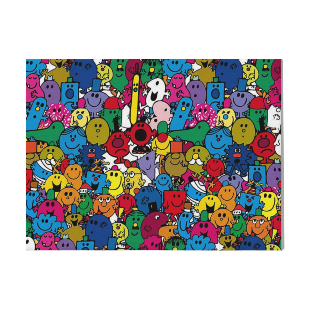 (Mr Men Pattern=5754) Canvas Print DIY Framed Kit Wall Art for Living Room Bedroom Retro Farmhouse Decor 16x20 inch