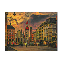 (Munich City Streets=3215) Canvas Print DIY Framed Kit Wall Art for Living Room Bedroom Retro Farmhouse Decor 16x20 inch