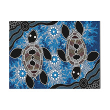 (Authentic Aboriginal Art - Sea Turtles=409) Canvas Print DIY Framed Kit Wall Art for Living Room Bedroom Retro Farmhouse Decor 16x20 inch