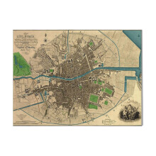 (Dublin City Map. Vintage Colourised Restored Map.=1253) Canvas Print DIY Framed Kit Wall Art for Living Room Bedroom Retro Farmhouse Decor 16x20 inch