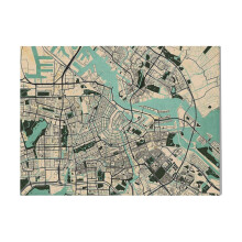 (Amsterdam City Map Of Netherlands - Vintage=9327) Canvas Print DIY Framed Kit Wall Art for Living Room Bedroom Retro Farmhouse Decor 16x20 inch