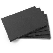 Lidesheng 4 paczka 16'x12 '' Black Lose Cheres Board lupek kamienne plyty z naturalna krawedzia kwadratowa kabine do serwowania Taca do owocowego