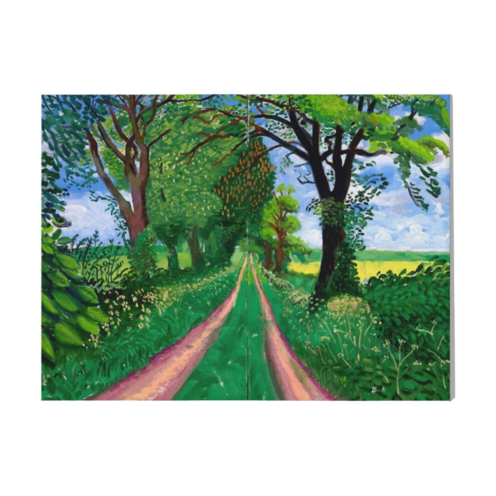 (David Hockney Signed - The Arrival Of Spring=2900) Canvas Print DIY Framed Kit Wall Art for Living Room Bedroom Retro Farmhouse Decor 16x20 inch