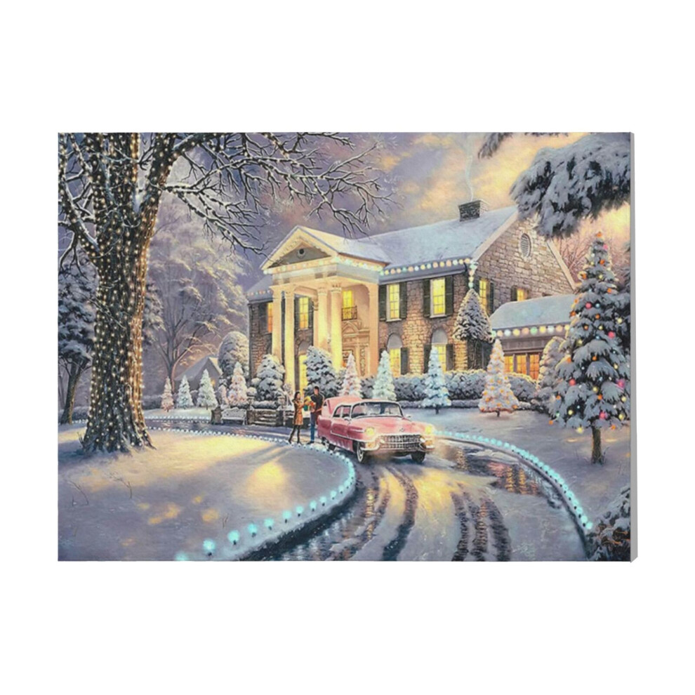 (Graceland Christmas=57) Canvas Print DIY Framed Kit Wall Art for Living Room Bedroom Retro Farmhouse Decor 16x20 inch