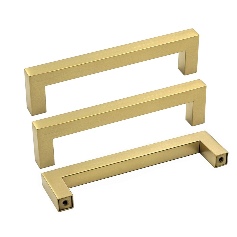 Goldenwarm Brushed Brass Drawer Pulls Kitchen Cabinet Door Handle -Lsj12gd160 Gold Cabinet Pulls Modern Square Drawer Dresser Knobs Furniture Hardware 715020617472