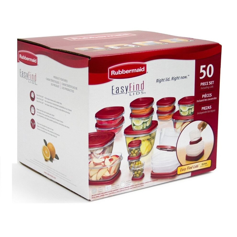 Rubbermaid Easy Find Lids Food Storage-Containers Racer Red 50 Piece Set