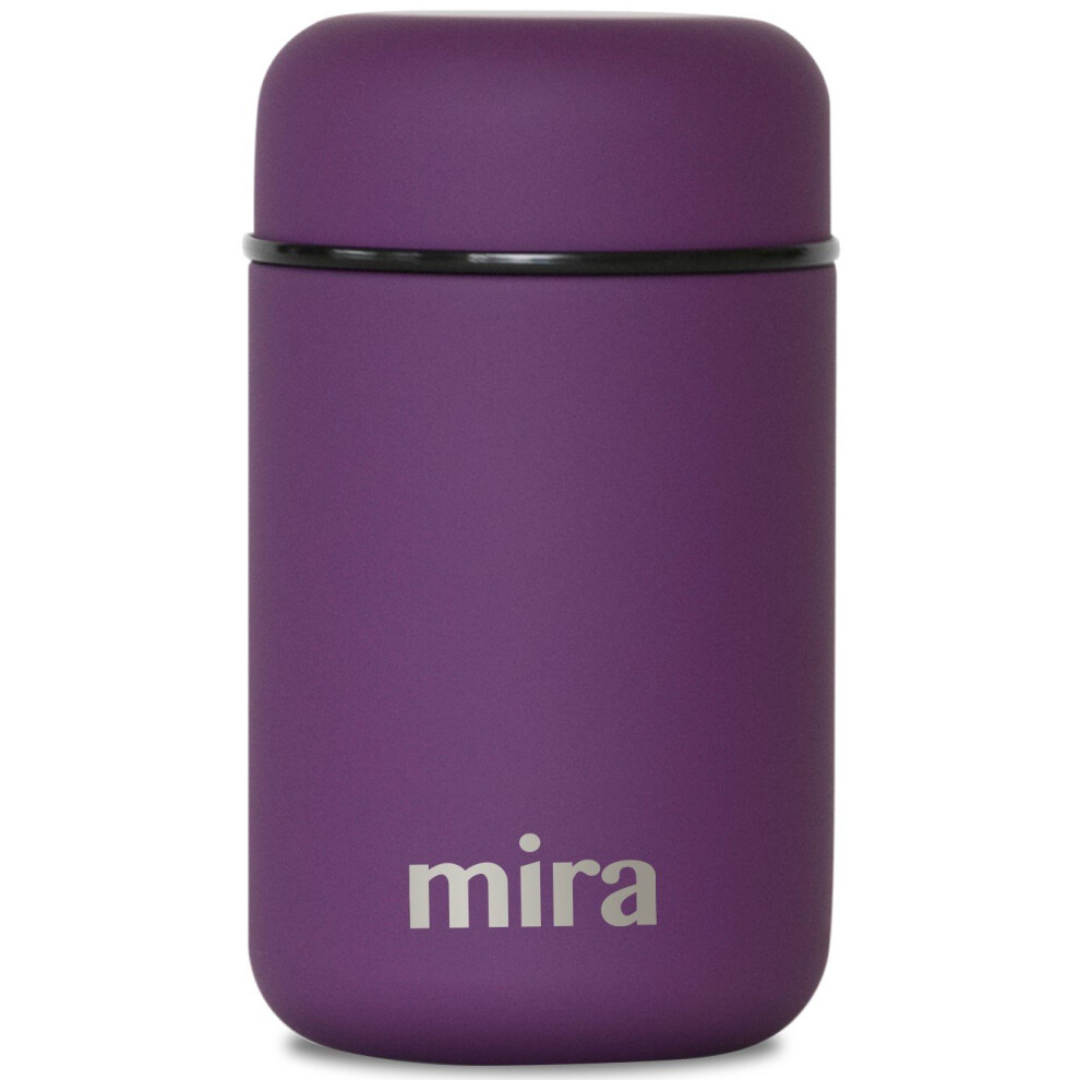 MIRA Insulated Food Jar Thermos for Hot Food & Soup  Compact Stainless Steel Vacuum Lunch Container for Meals To Go - 13.5 oz  Purple