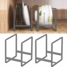 MINGFANITY 4PCS Plate Holders Organizer Metal Dish Storage Dying Display Rack for Cabinet Counter and Cupboard Grey 4 Small