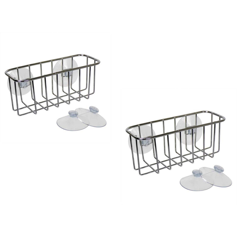 Support d'  vier    ventouses en acier inoxydable argent   Jolitee pour   ponges ou savon avec ventouses suppl  mentaires (lot de deux)