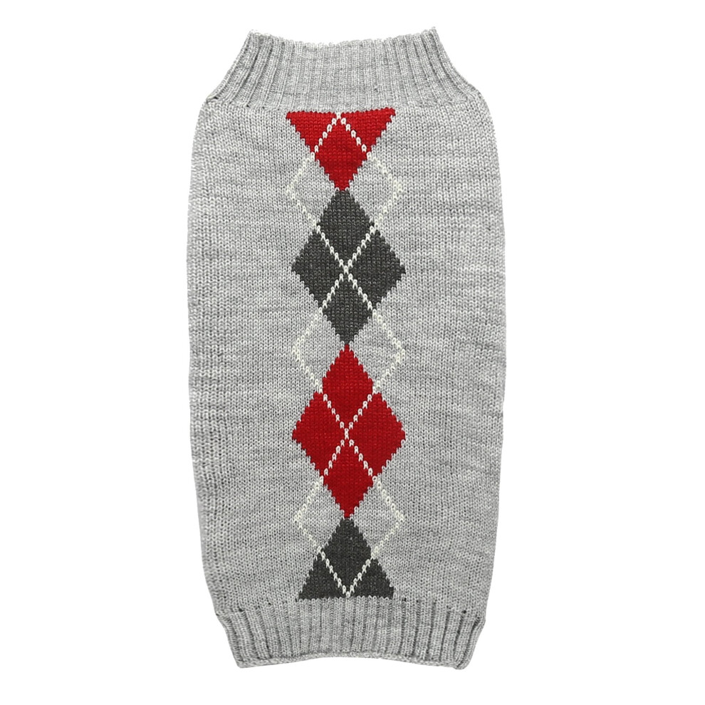 Pull en tricot gris     motif losanges pour chiens de taille moyenne, gris classique, grande taille (L)