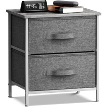 Sorbus Nightstand with 2 Drawers - Bedside Furniture End Table Night Stand with Steel Frame Wood Top & Easy Pull Fabric Bins - Small Dresser & Chest