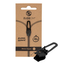 ZlideOn Zipper Pull Replacement - 1pcs Black Normal (L) - 5A - Instant Zipper Replacement Slider for Metal Zippers