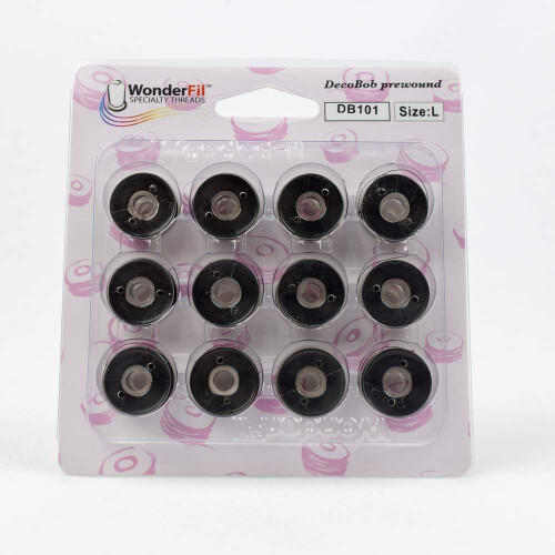 WonderFil  Specialty Threads  DecoBob  Pre-Wound Bobbins  Size L - Black