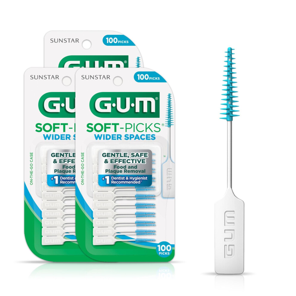 GUM Soft-Picks Cure-dents à large espace, faciles à utiliser, pour un nettoyage des dents sain, avec étui de transport pratique, recommandé par l