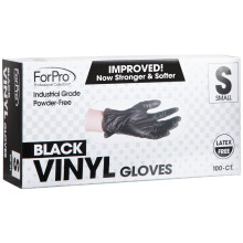 Gants en vinyle jetables ForPro Pro, noirs, qualité industrielle, sans poudre, sans latex, non stériles, sûrs pour les aliments, 2,75 mil.