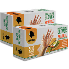 GORILLA SUPPLY 1000 BPA Free Premium Disposable Gloves Poly PE LDPE Plastic for Kitchen Food Handling Food Prep Latex & Powder Free (1000 Count Larg