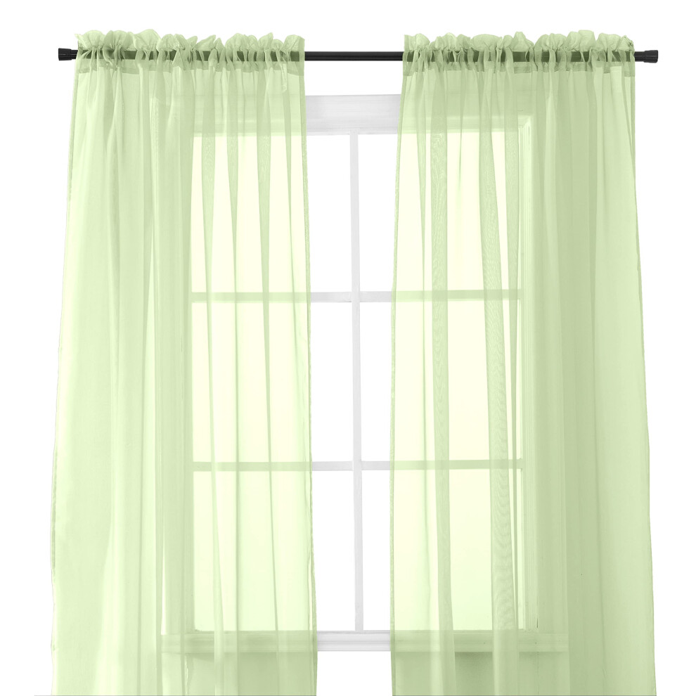 Elegant Comfort 2-Piece Sheer Panel with 2inch Rod Pocket - Window Curtains 40-inch Width X 84-inch Length  Sage-image-OPC-PGC999S-NEW