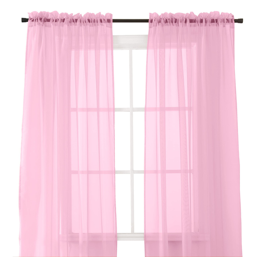 Elegant Comfort 2-Piece Sheer Panel with 2inch Rod Pocket - Window Curtains 40-inch Width X 84-inch Length  Dusty Rose Pink-image-OPC-PGC99BC-NEW