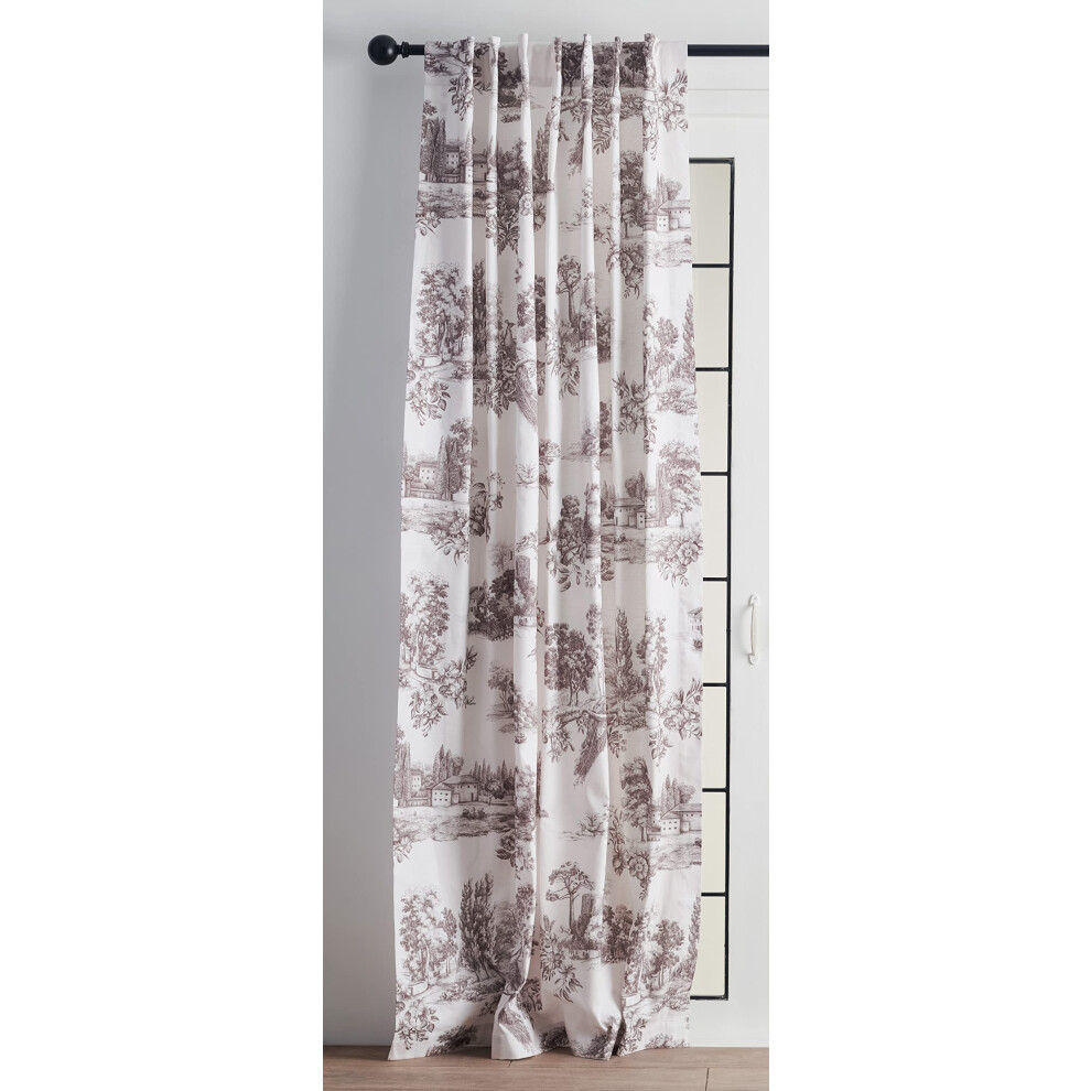 Rideau Maison d'Hermine 100 % coton, 1 panneau, facile     installer avec passe-tringle et boucle, pour cuisine, bureau, salon et maison, gris Tria