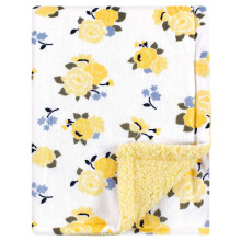 Luvable Friends Unisex-Baby-Plschdecke mit Sherpa-Rckseite, gelbes Blumenmuster, Einheitsgre