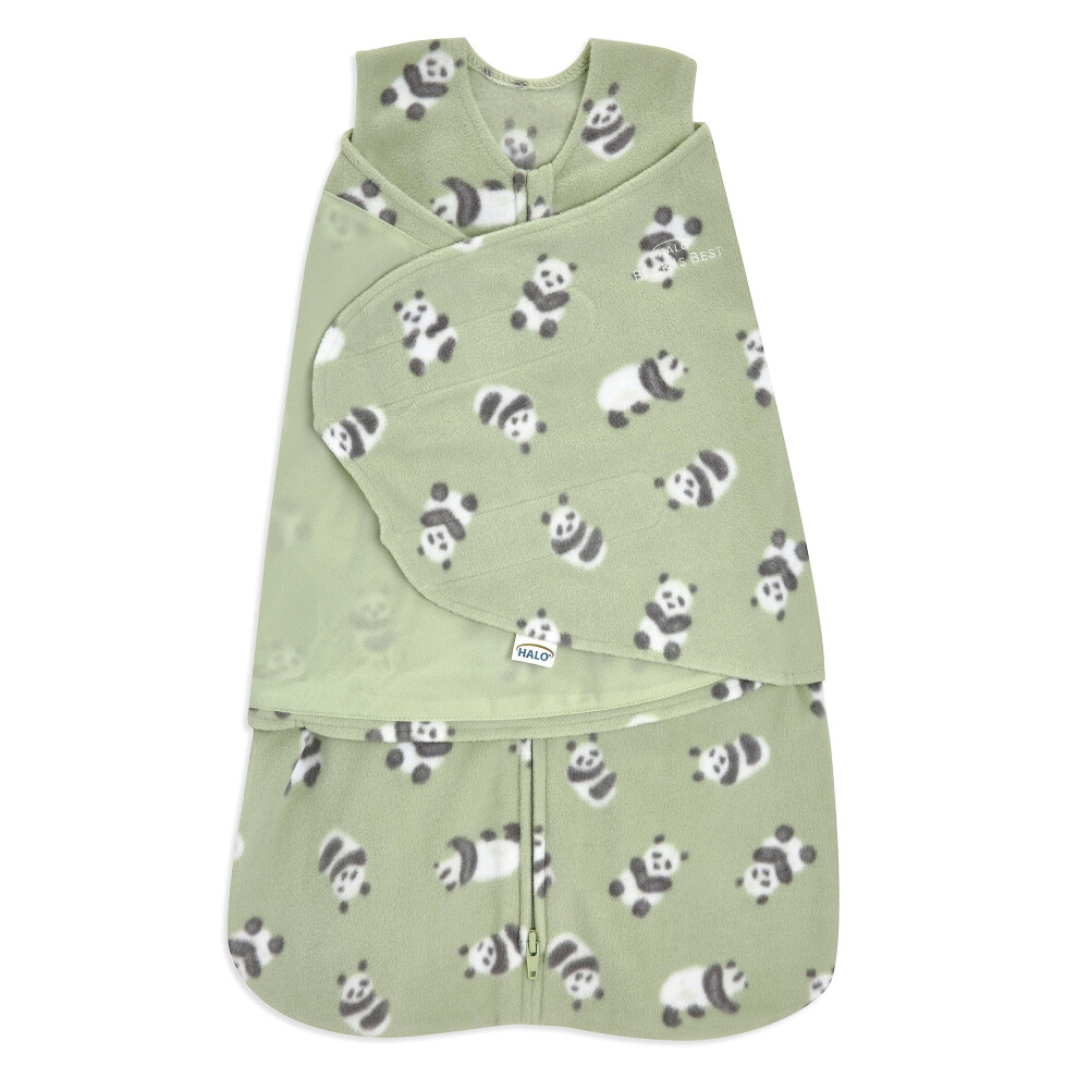 HALO Micro-Fleece Sleepsack Swaddle  3-Way Adjustable Wearable Blanket  TOG 3.0  Cozy Pandas  Small  3-6 Months