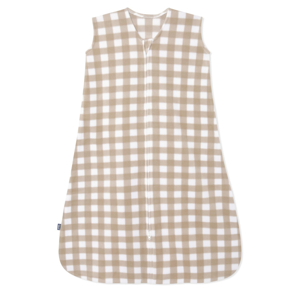 HALO Sleepsack  Micro-Fleece Wearable Blanket  Swaddle Transition Sleeping Bag  TOG 1.0  Gingham Tan  Medium  9-12 Months